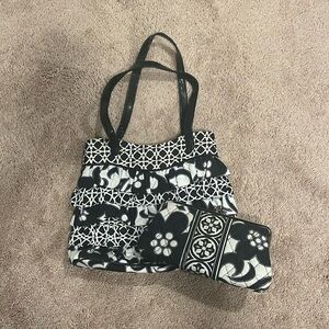 Vera Bradley BUNDLE “Night & Day” Cha Cha Purse w/ matching Clutch Wallet